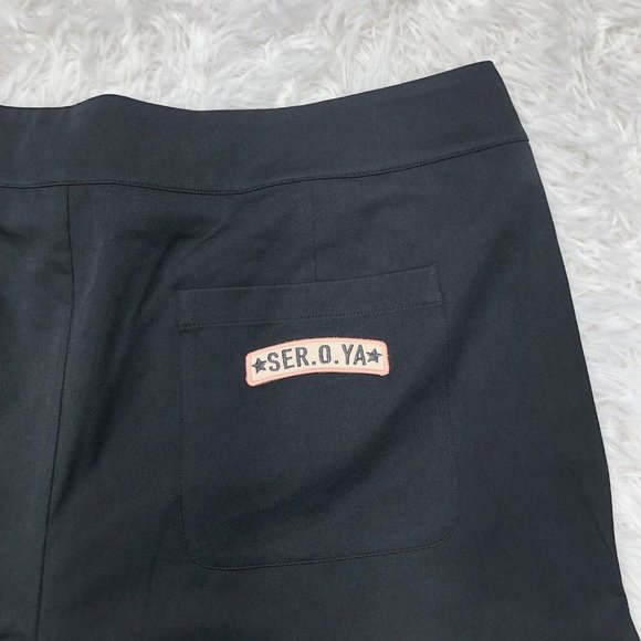 Ser.O.Ya Seroya Athletic Pleated Shorts Size XL Solid Black Logo NWT - Picture 7 of 11